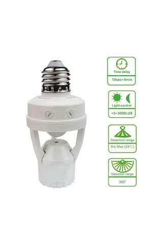 Hareket Sensörü Ampul İle Soket E27 Dönüştürücü 100-240v Led E27