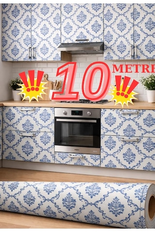 67cm X 10 Metre 1 Adet Yapışkanlı Rulo Vintage Desenli Model Mutfak Duvar Kaplama Folyosu Kağıdı