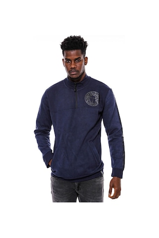 Wessi Lacivert Fermuarlı Baskılı Sweatshirt Lacivert