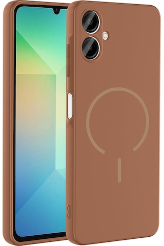 Galaxy A06 Kılıf M-safe Şarj Özellikli Zore Meta Kapak Kahverengi