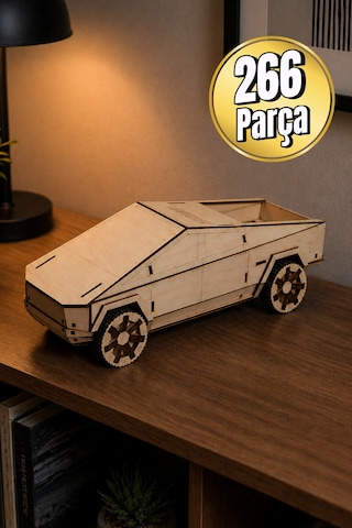 Ahşap Cybertruck Maketi Kendin Yap Dıy Dekoratif Kit - 3d Puzzle