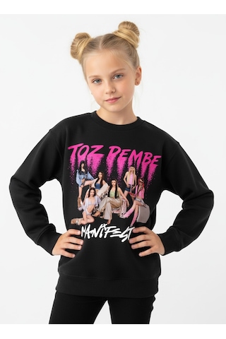 Seabubbles Manifest Toz Pembe Kız Çocuk Sweatshirt Siyah