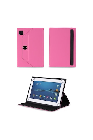 Samsung Galaxy Uyumlu Tab A9+ Plus 11 Inç Sm-x210 Standlı Üniversal Kapaklı Pembe Tablet Kılıfı