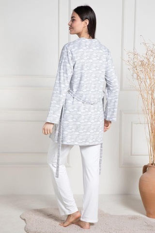 Mecit Pijama Mecit 6100 Şardonlu Hamile Lohusa Sabahlık Pijama Takım Gri