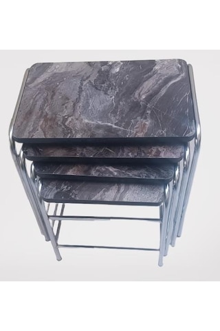 1448bng90221zigon Sehpa Demet Model Metal Nikelaj Ayak Açık Siyah Mermer Desen Tabla El Yapım