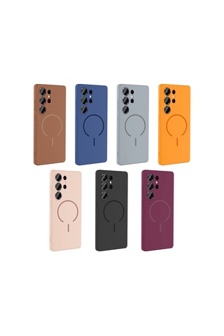 Samsung Uyumlu Galaxy S25 Ultra Kılıf Magsafe Destekli Kamera Korumalı Yumuşak Silikon Systemcom Kahverengi