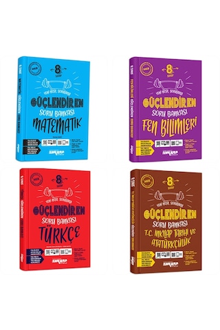 Ankara Yayınları 8. Sınıf Matematik Türkçe Fen Bilimleri Inkılap Güçlendiren Soru Bankası 4 Lü Set