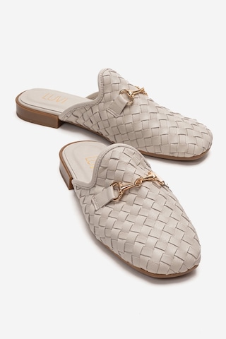 Luvishoes Senıa Krem Örgü Hakiki Deri Tokalı Önü Kapalı Kadın Terlik