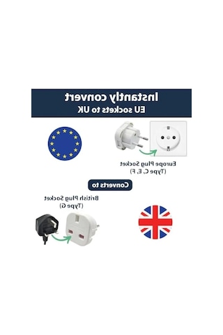 Uk'den Ab'ye Seyahat Adaptörü - 3 Pin'den 2 Pin Dönüştürücü