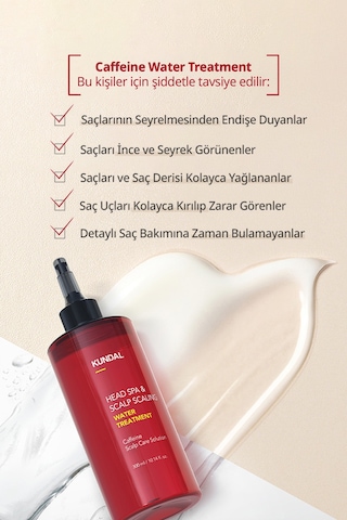 Kafeinli, Dökülme Karşıtı Sıvı Saç Kremi Kundal Head Spa & Scalp Scalıng Caffeine Water Treatment