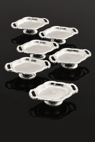 Mucit Home Mini Kulplu Oval Model Ayaklı Lokumluk 6'lı Takım Renkli