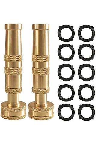 Symbee 2 Adet Kalın Cerrahi Bakır Bahçe Hortumu Uçucu, 3/4" Ayarlanabilir Akış Kontrolü, 10 Adet Kauçuk Yıkama Diski İçeren Tam Metal Nozzle Seti