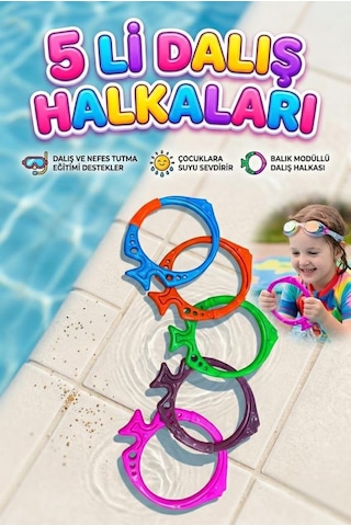 Balık Şekilli 20cm Dalış Halkası Su Altında Parlıyan 5 Farklı Renkli Eğitici Oyuncak