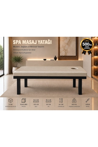Masaj Yatağı 500 Kg Taşıma Kapasiteli Sarsılmaz Krem