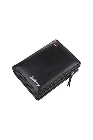 Baellerry D3216 Erkek Kısa Dikey Çoklu Kart Çıtçıt Bozuk Para Cüzdanı Siyah