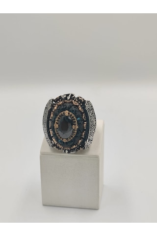 Siyah Zirkon Taşlı Çiçekli Diliriş Eseri 925 Ayar 25 Mm Erkek Yüz