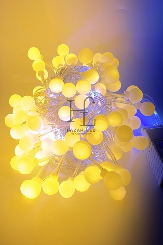 10 Metre Gün Işığı Beyaz Flaş Çakar Top Led Animasyonlu Şeffaf Kablolu Dekoratif Led Işık Yılbaşı Süsü Gün Işığı