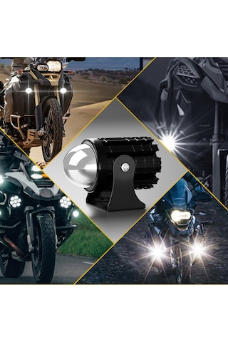 Motosiklet Scooter Mini Sis Farı Set Düğme Hediyeli Beyaz Sarı Mini Kasa 12v Led Işık