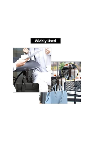 Singree Zinc Alloy Çift Fonksiyonlu Masa Çanta Kanca Ve Telefon Tutucu, Katlanabilir Taşınabilir 2 Adet Siyah