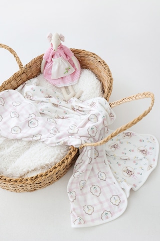 Esti Baby Teddy Bear Serisi %100 Pamuk Çift Taraflı Bebek ve Çocuk Battaniyesi 85x100 CM Pembe