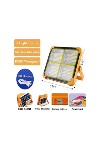 Ultra Parlak Led Solar Projektör Usb Şarj Edilebilir Kamp Feneri Su Geçirmez Dış Mekan Taşınabilir Arama Işığı Spot Işık Projektör Diğer