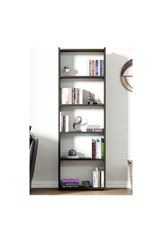 Kts2 Modern Kitaplık / 5 Raflı - 60x180 Cm - Ceviz