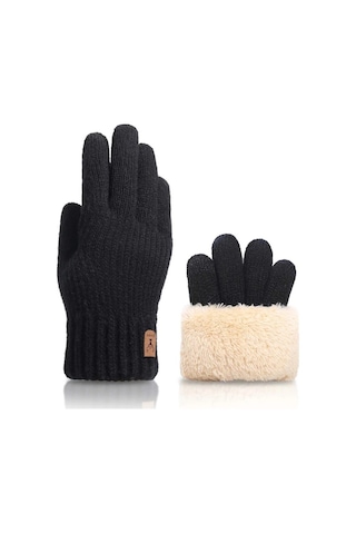 Elmpaly Siyah Tek Boy Unisex Kışlık Termal Eldiven Dokunmatik Ekran Bisiklet Motosiklet Siyah