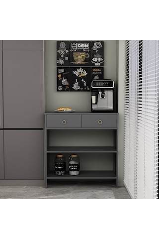 Dekrosso Luke Modern 2 Çekmeceli Kahve Köşesi Airfry Dolabı Antra