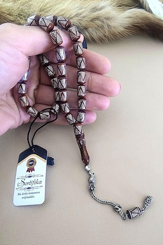 925 Ayar Gümüş Kakmalı 8 X 11 Mm Tane Boıyutlu Özel Usta İşi Kuka Tesbih