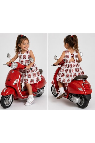 Cresh Kids Kız Çocuk Elbise Baykuş Desenli Kırmızı