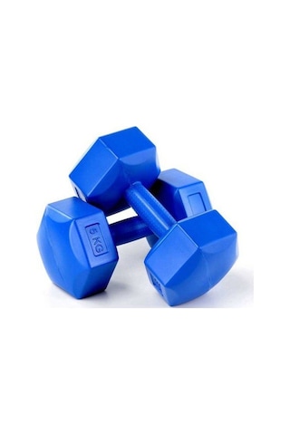 Leyaton 5 KG x 2 Adet Köşeli Mavi Plastik Dambıl Ağırlık Seti