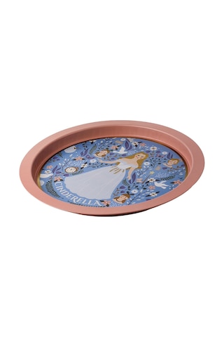 Tales Cinderella Desenli Yuvarlak Metal Tepsi, 37 Cm