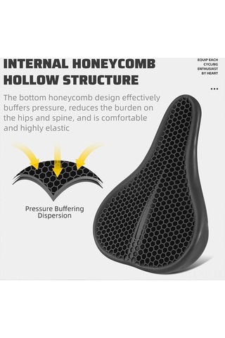 Ebitda Kalın Su Geçirmez Bisiklet Koltuk Kapağı - Yumuşak Silikon Pad - Rahat Nefes Alabilir - Siyah Siyah