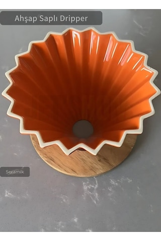 Ahşap Kahve Demleme Standı Dripper Turuncu
