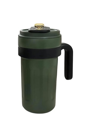 304 Paslanmaz Çelik 700 Ml Kulplu Derece Göstergeli Termos Bardak Mug - Al5023 Yeşil Çok Renkli