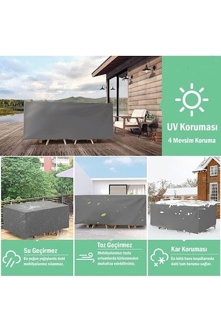 Gri Bahçe Mobilya Koruma Örtüsü Branda 160x100x80 Cm - Santimetre, Su Geçirmez, Güneşten Korur Gri