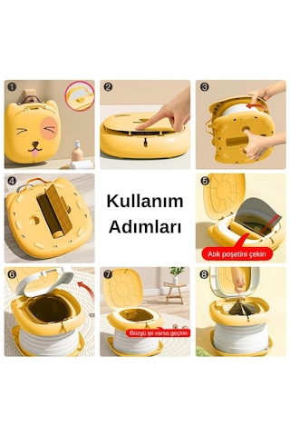 Cat Potty Katlanabilir Çocuk Tuvaleti, Çok Fonksiyonlu Taşınabilir Alıştırma Lazımlığı Sarı