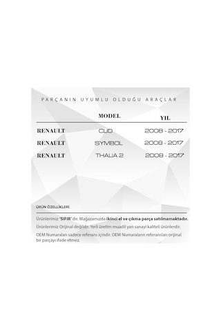 Renault Clio, Symbol İçin Kaput Kilit Karşılığı