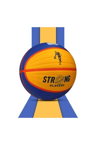 Telvesse Sarı Lacivert Basketbol Topu Grafiti Kauçuk Dayanıklı Deep Kanal Kabartmalı No:6 B66