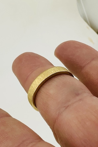 Kişiye Özel İsim Tarih Yazılı 4mm Mat Fırçalanmış Düz Unisex Çelik Yüzük Alyans Cl45y Sarı