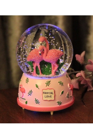 Kar Küresi Işıklı Ve Müzikli Flamingo Büyük Boy