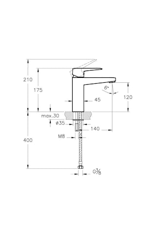 Ora A42804 Yüksek Lavabo Bataryası, Krom Diğer