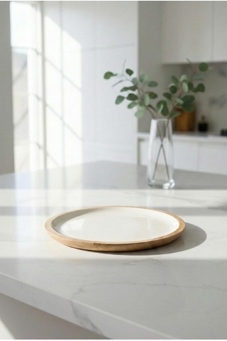 Mango Agacı Servis Tabağı & Sunum Tabağı 25 Cm Krem Krem - Kahverengi