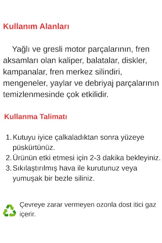 Fren Balata Ve Parça Temizleyici Sprey Yerli Üretim 1 Aksol Fren Balata Ve Parça Temizleyici Sprey Yerli Üretim