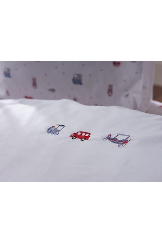Nakışlı Bebek Nevresim Takımı Baby Car Bebek - Beyaz