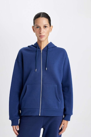 Defacto Relax Fit Kapüşonlu Cepli Basic Düz Fermuarlı Sweatshirt C1809AX24WNNV42 Lacivert