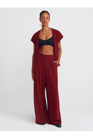 Dilvin 71585 Pensli Kısa Paça Pantolon Bordo