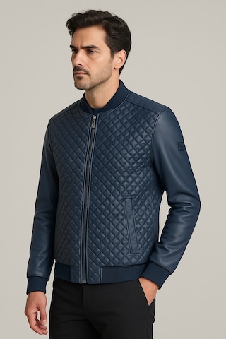 Regular Fit Baklava Desenli Erkek Mont Lacivert 4527 Lacivert