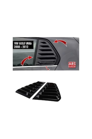 Volkswagen Golf 6 Kelebek Cam Kaplama Vizörü Parlak Siyah