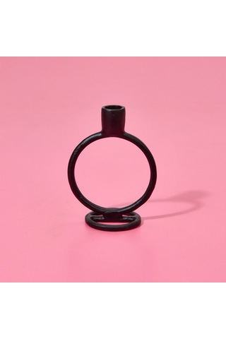 Kpmm Circle Şamdan - Siyah - 11,5x7,5x15 Cm Renkli
